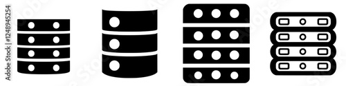 Symbols depicting storage systems and data management structures in a modern digital environment