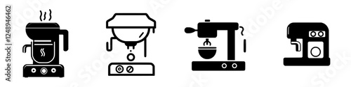 Various kitchen appliances designed for cooking and food preparation displayed in a modern style