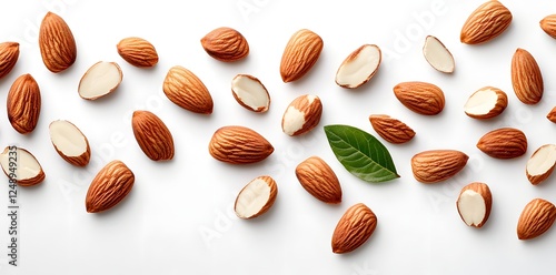 Wallpaper Mural Brown Almonds on White Background - Nutty Culinary Delights Torontodigital.ca