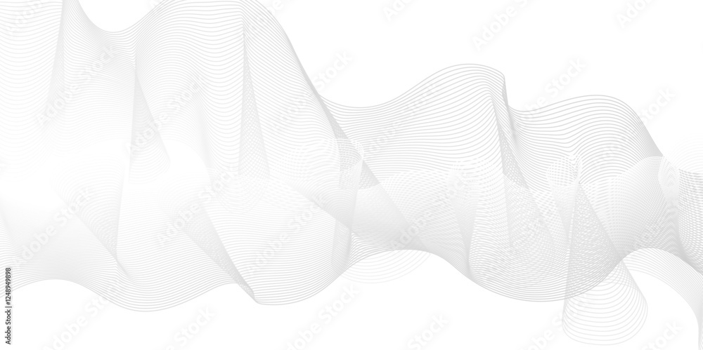 Abstract flowing glowing white blend line smooth flow soundwave curve energy gradient vector futuristic digital outline line science design. Abstract flowing glowing white blend line smooth flow soundwave curve energy gradient vector futuristic digital outline line science design.