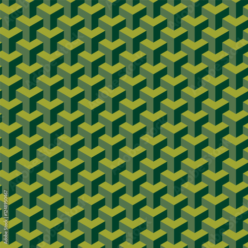 Abstract 3D background in green colors. Background for design. Vector illustration. Seamless pattern
