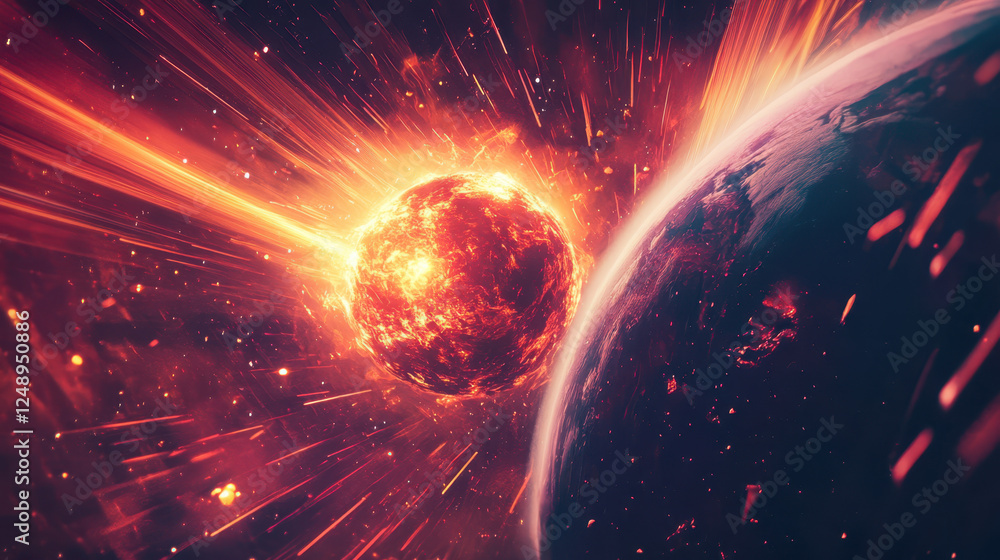 Solar Explosion Approaching Earth Captivates Viewers With Vibrant Colors and Intense Energy Waves in a Stellar Cosmic Display Solar Explosion Approaching Earth Captivates Viewers With Vibrant Colors and Intense Energy Waves in a Stellar Cosmic Display