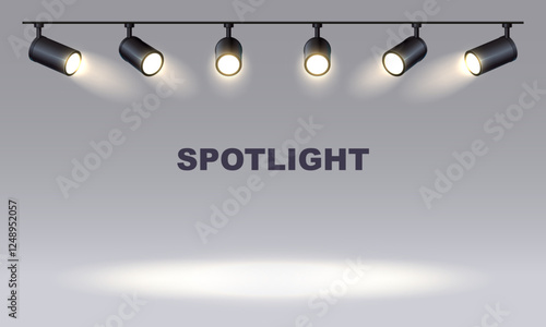 Spotlights empty scene. Illuminated design vector