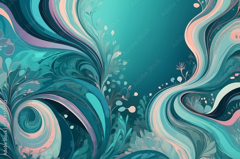 Design Hintergrund Grafik - Boho Style - Meerblau