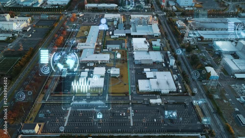 工業地帯の空撮とデジタルテクノロジー 工業地帯の空撮とデジタルテクノロジー