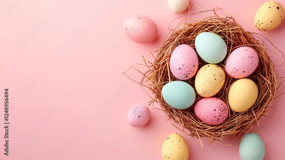 colored eggs in a nest colored eggs in a nest