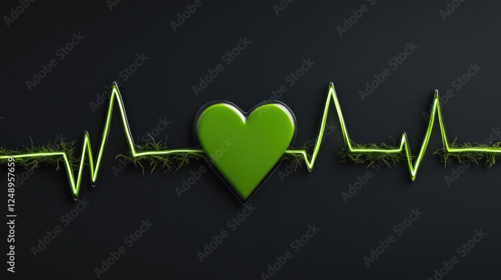 This image features a heartbeat line with green hearts, symbolizing love or health.