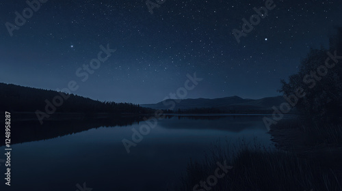 Wallpaper Mural Starlit Lake View at Night With Reflections of Mountains Under Clear Sky Torontodigital.ca