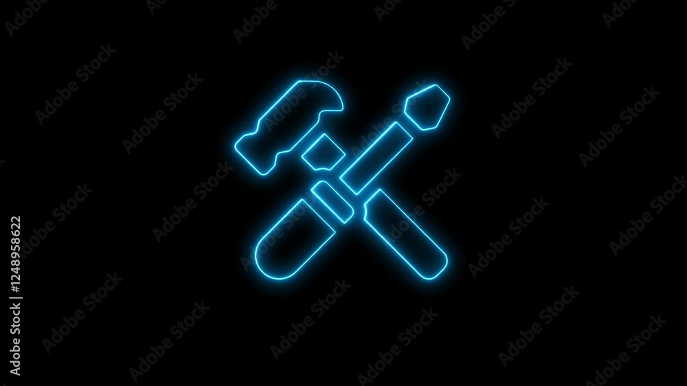 Animation of Glowing neon line setting repair icon with spinning gears icon animated. Repair service icon.workshop icon isolated . Animation of Glowing neon line setting repair icon with spinning gears icon animated. Repair service icon.workshop icon isolated .