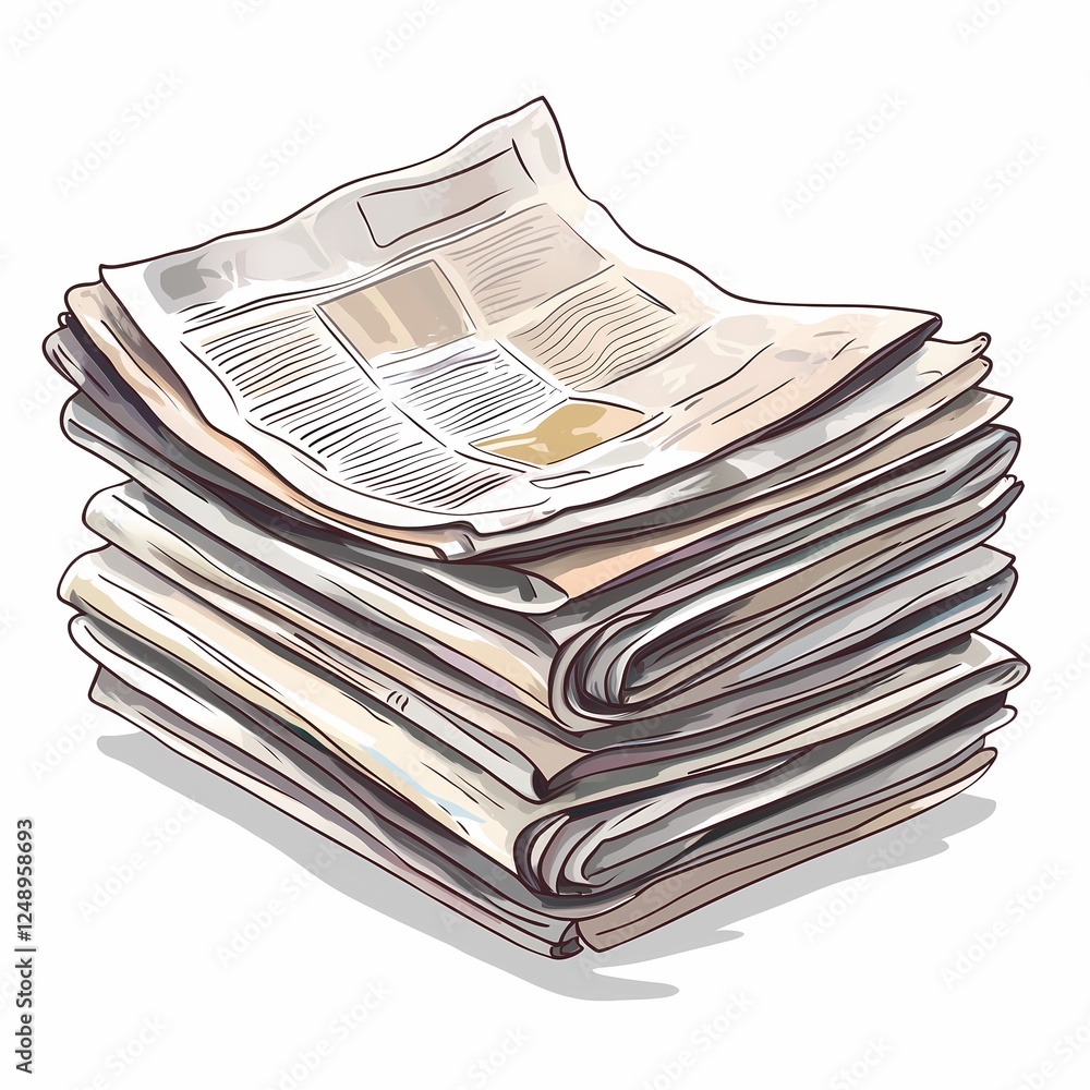 Stack of newspapers on white background. Cartoon. Stack of newspapers on white background. Cartoon.