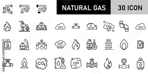 Wallpaper Mural Minimalist Natural Gas Icon Pack | 30 Outline Vector Icons, Editable stroke.  Torontodigital.ca