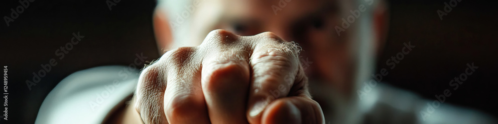 Naklejka premium Close-up of a Clenched Fist of an Elderly Man