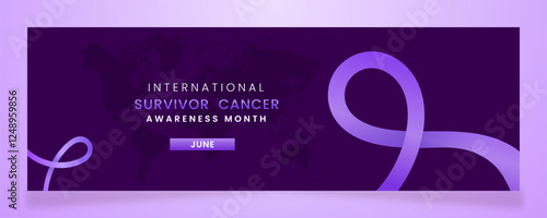 A horizontal banner design featuring a purple awareness ribbon and a world map, symbolizing Internat