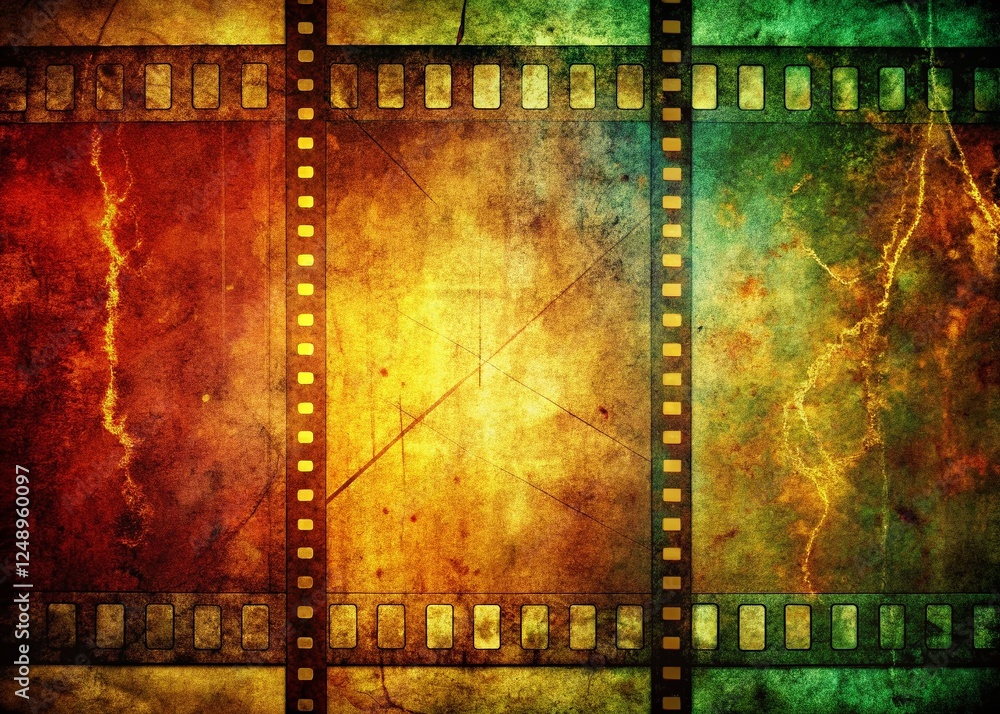 Obraz premium Aged Filmstrip Texture Background: Grunge Aesthetic for Vintage Projects