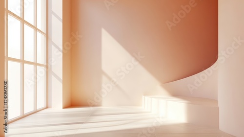 Close-up of the Corner in an Empty Room Featuring Soft Warm Light and Minimalistic Design  Ideal for Interior Inspiration and Modern Aesthetic Themes