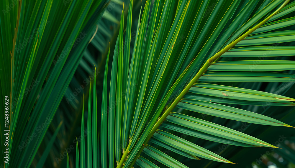 Abstract closeup nature view of palm leaves background textures. Fresh green ecology natural concept. Palm leaf textures panoramic banner background, wallpaper design. Tranquil relaxing nature leave Abstract closeup nature view of palm leaves background textures. Fresh green ecology natural concept. Palm leaf textures panoramic banner background, wallpaper design. Tranquil relaxing nature leave