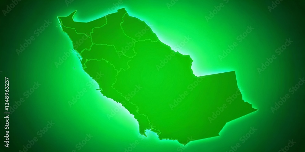 Obraz premium Animated Saudi Arabia Northern Borders Map Silhouette, Green Screen, Highlighting Key Locations