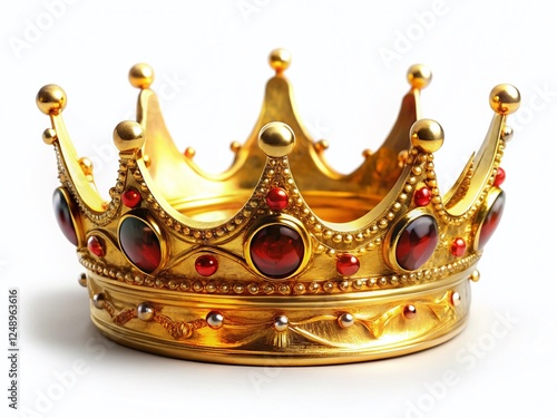 Antique Golden Crown, Isolated on White Background - Royalty Free Stock Photo
