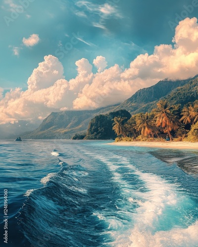 A scenic ferry ride during a summer escape to an island paradise