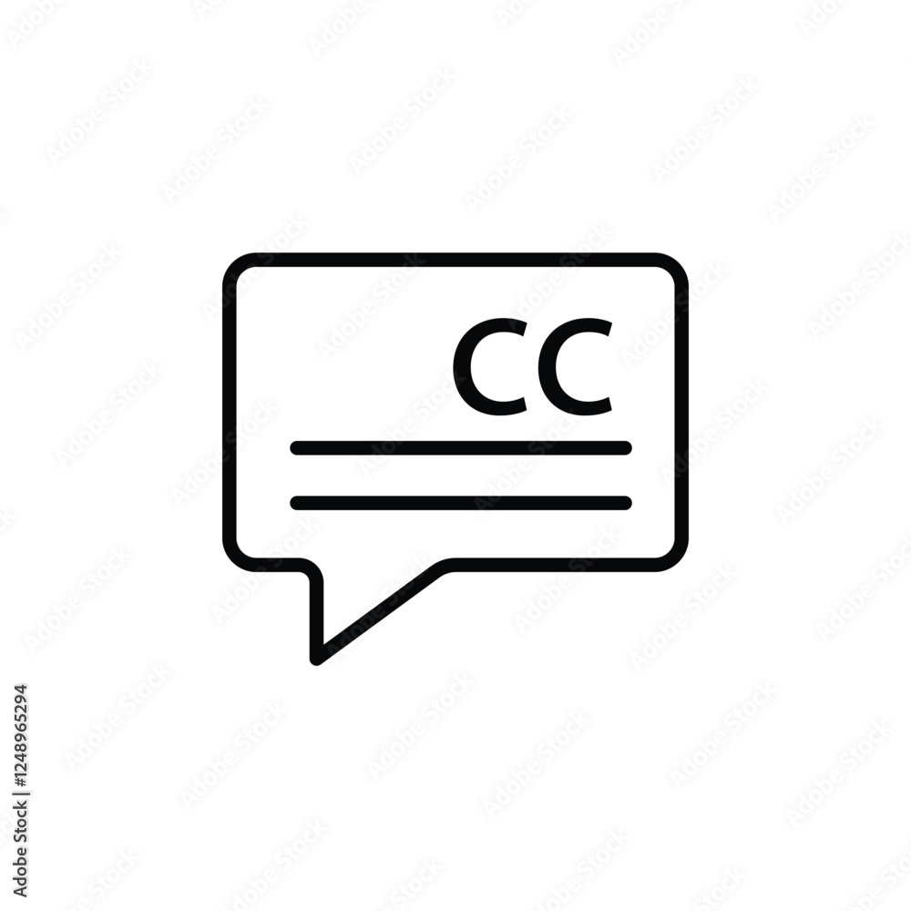 Subtitle vector icon in black line style icon, style isolated on white background Subtitle vector icon in black line style icon, style isolated on white background