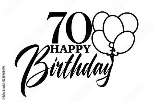 Happy birthday vector with balloons and the number 70