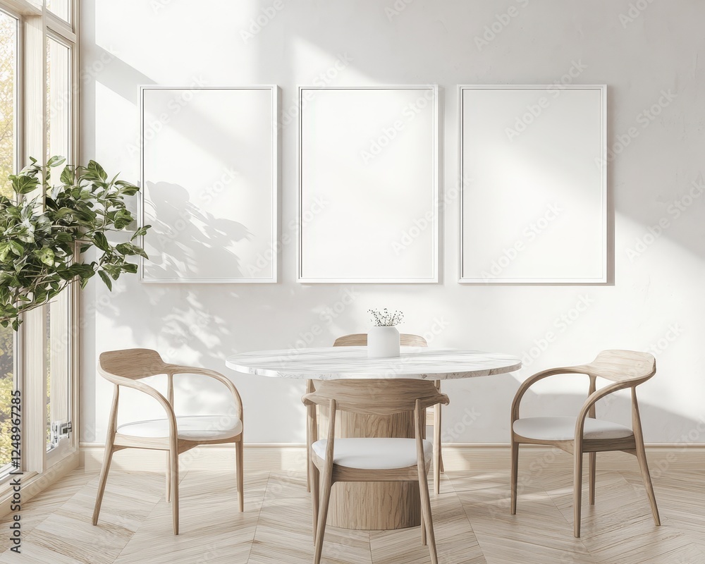 Bright and Modern Dining Area with Minimalist Decor and Natural Light Bright and Modern Dining Area with Minimalist Decor and Natural Light