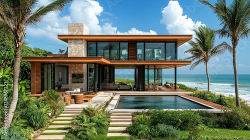 Luxury Beachfront Modern House with Stunning Ocean Views