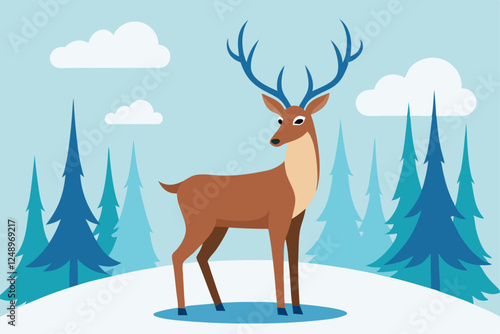 deer in winter forest