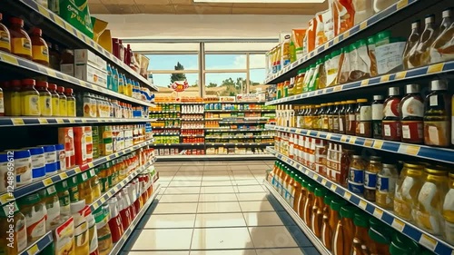 Wallpaper Mural Aisle View of a Sunny Grocery Store Torontodigital.ca