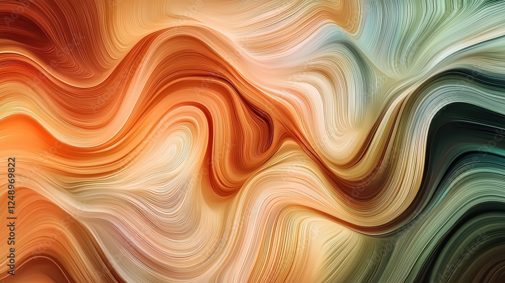 Fototapeta premium Colorful Abstract Waves of Fluid Patterns in Warm Tones