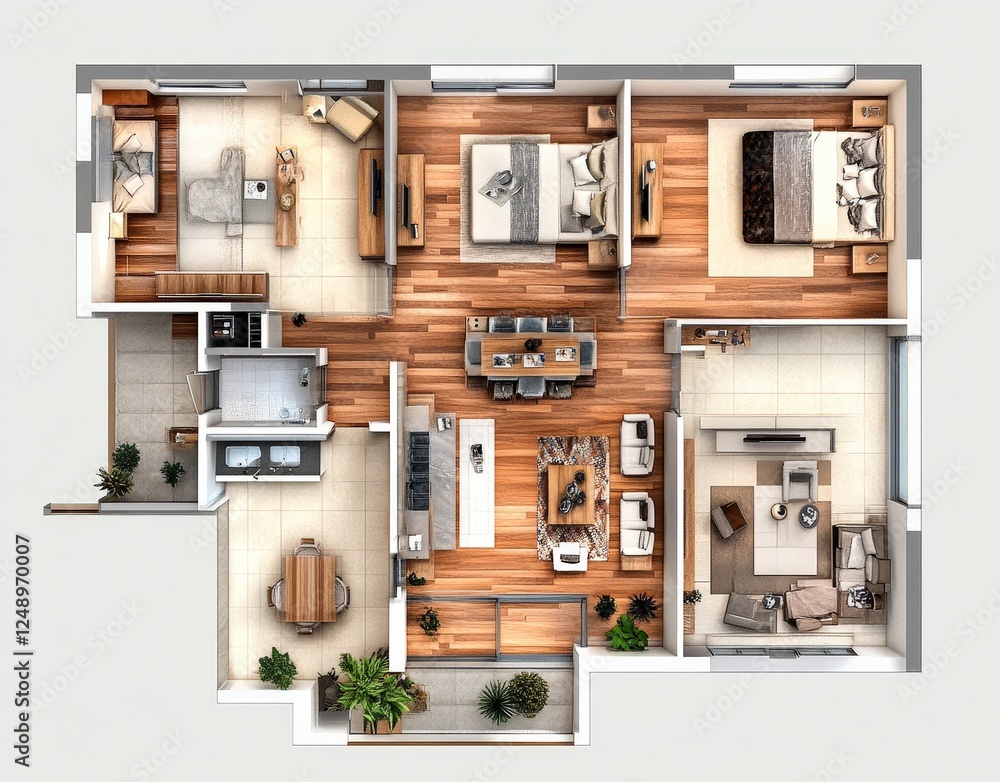 Modern Apartment Layout with Open Spaces and Elegant Design Modern Apartment Layout with Open Spaces and Elegant Design