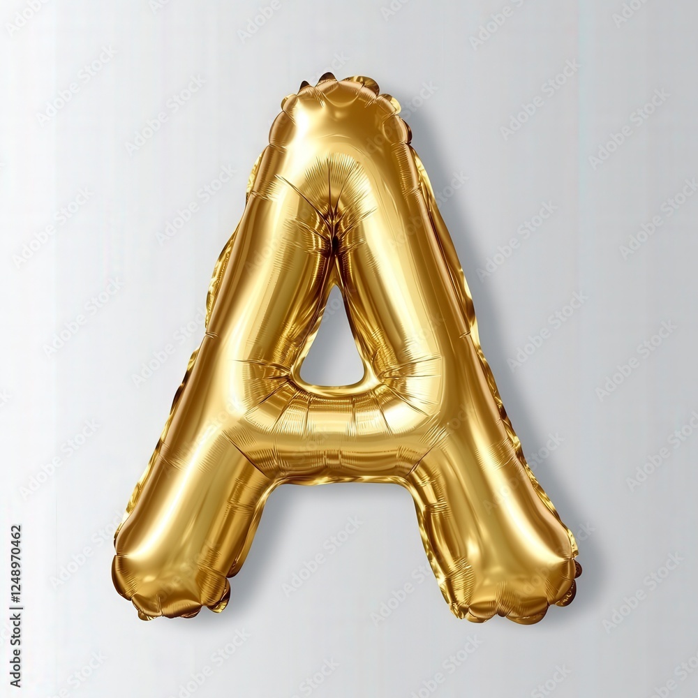 Fototapeta premium Golden Balloon Letter A on Metallic Background for Celebrations