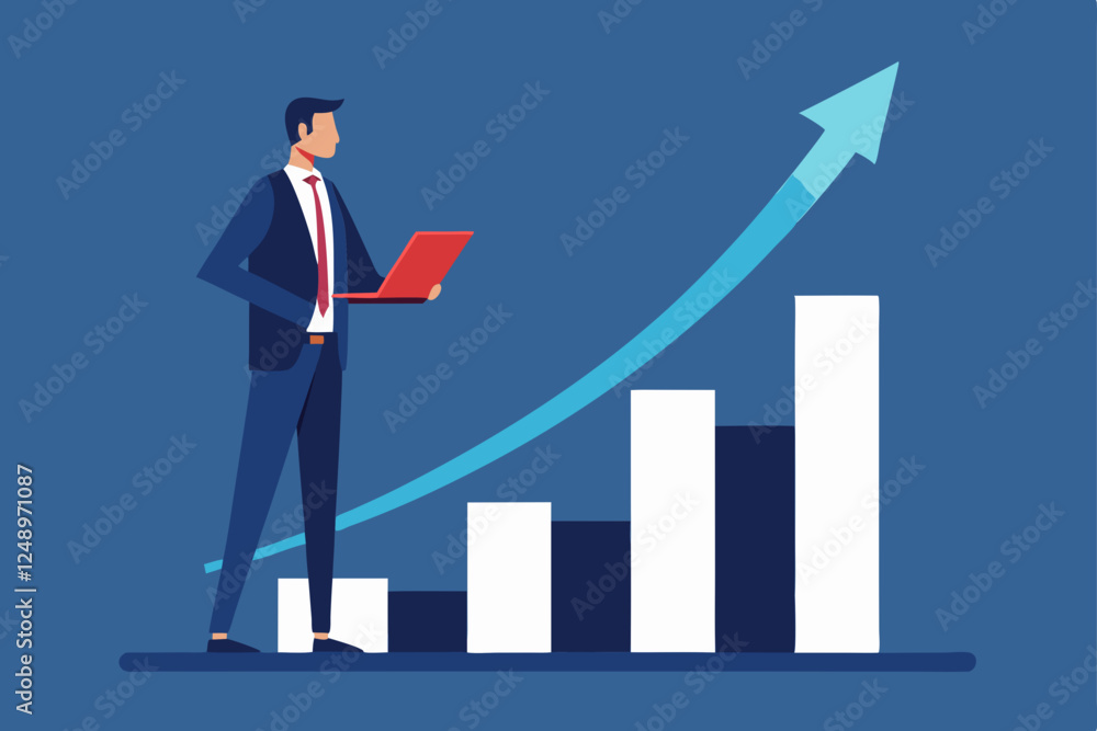 business man pushing graph business man pushing graph