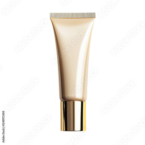 A glossy tube of cream with a gold cap, showcasing a sleek design ideal for skincare or cosmetic products.