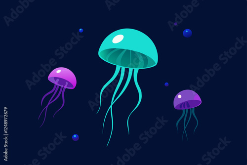 jellyfish in the blue water