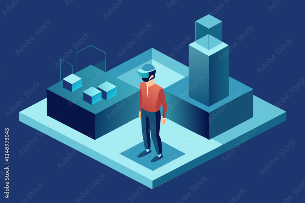 business man standing on a ladder business man standing on a ladder