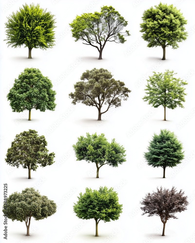 Fototapeta premium Tree isolate collection on white background