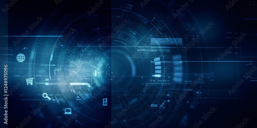 2d illustration Abstract futuristic electronic circuit technology background 2d illustration Abstract futuristic electronic circuit technology background