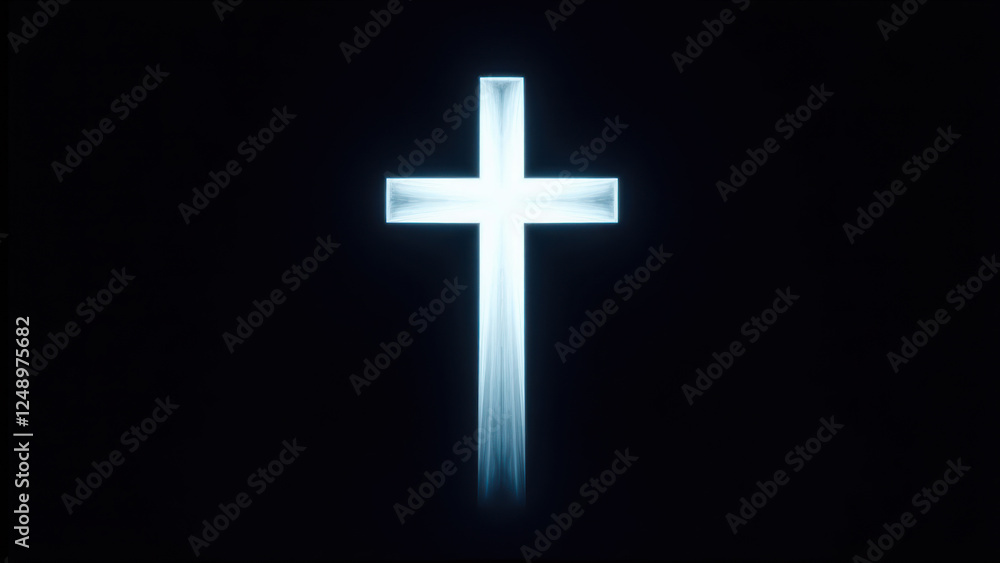 Christian cross silhouette against a dark background. Christian cross silhouette against a dark background.