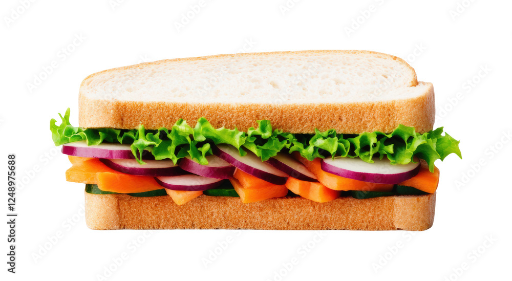 Fresh vegetable sandwich kitchen food bright isolated on transparent background Fresh vegetable sandwich kitchen food bright isolated on transparent background