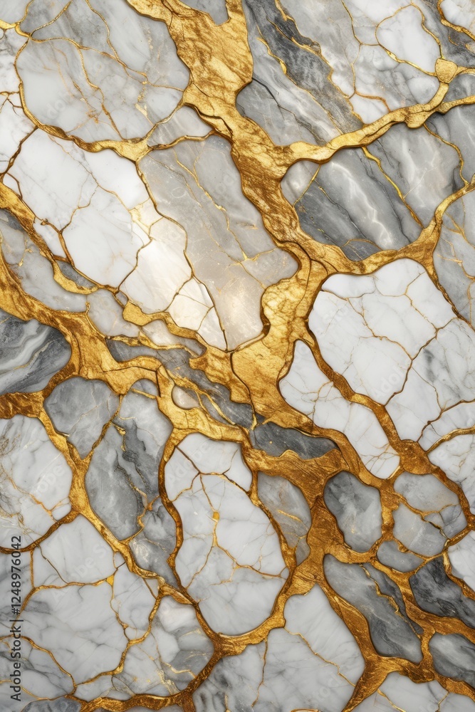 Fototapeta premium marble with gold leaf pattern and white and black marble