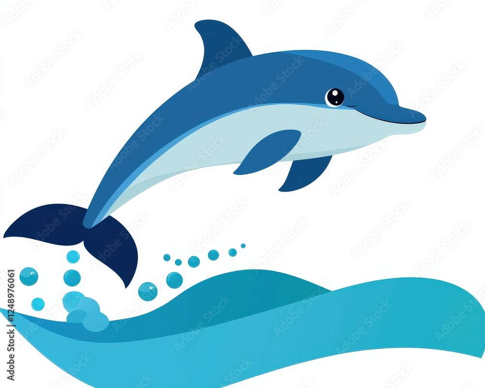Illustration of a dolphin leaping out of the water after being set free Illustration of a dolphin leaping out of the water after being set free
