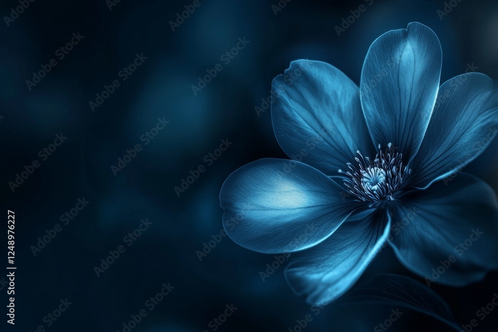 Blue flower, dark background, night bloom, graphic design, website banner Blue flower, dark background, night bloom, graphic design, website banner