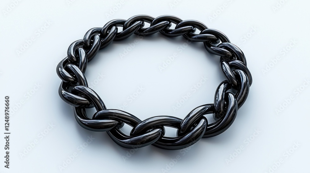 Obraz premium Black chain circle frame on white background