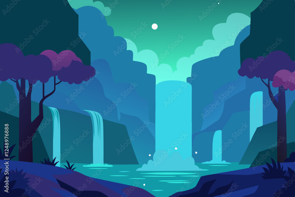 Fototapeta premium night city landscape with moon