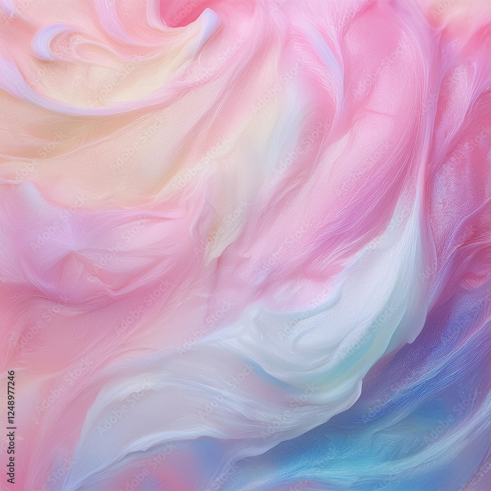 Obraz premium Subtle Soft Pastel Cotton Candy Rainbow Random Color Mixed Colour Ice Cream Gelato Cosmetics Cosmetic Products Makeup Texture 3D Oil Painting Background Screen