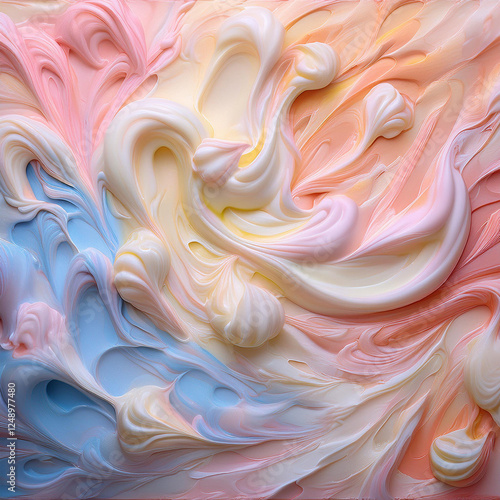 Subtle Soft Pastel Cotton Candy Rainbow Random Color Mixed Colour Ice Cream Gelato Cosmetics Cosmetic Products Makeup Texture 3D Oil Painting Background Screen