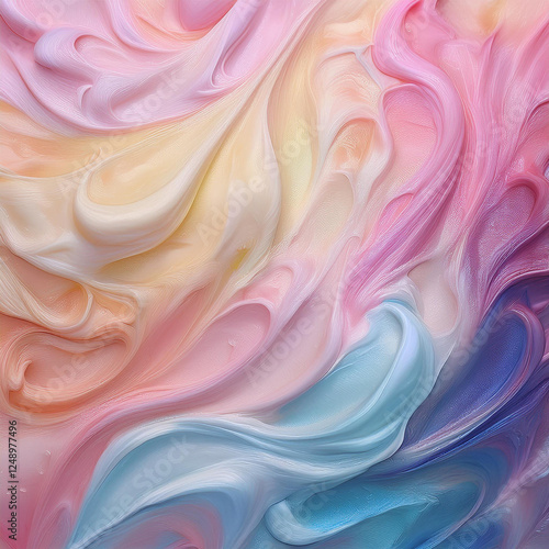 Subtle Soft Pastel Cotton Candy Rainbow Random Color Mixed Colour Ice Cream Gelato Cosmetics Cosmetic Products Makeup Texture 3D Oil Painting Background Screen