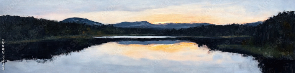 Fototapeta premium Sunset Reflection on a Mountain Lake