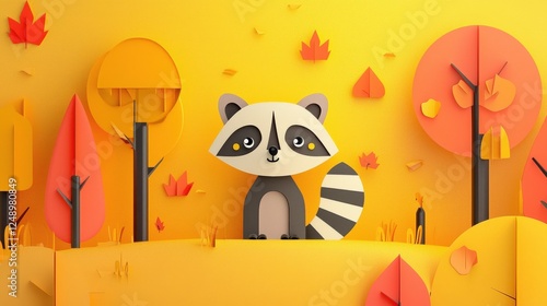 Illustration of a raccoon being released back into the wild after recovery